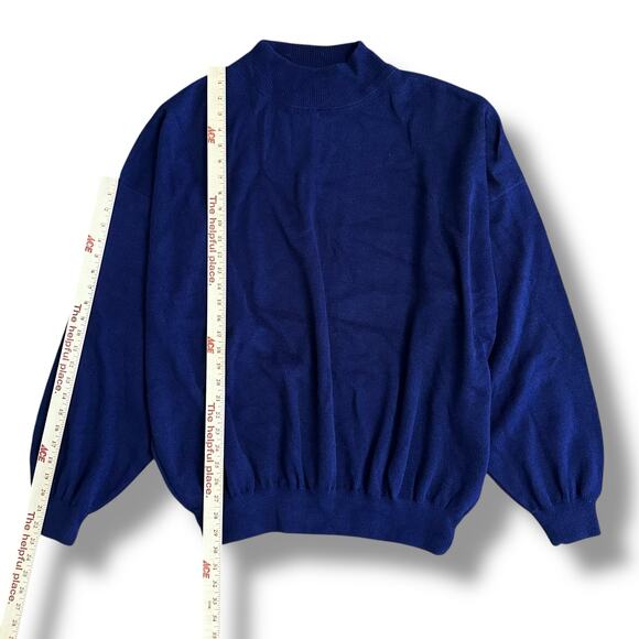Vintage U.O.Me Navy Blue Mock Neck Sweater 3XL | 80s 90s Made in Syria - Picture 4 of 6